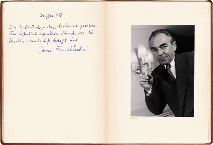 Erich Kästner -  Schriftsteller - Gast der REUCHLIN-GESELLSCHAFT am 30.1.1958